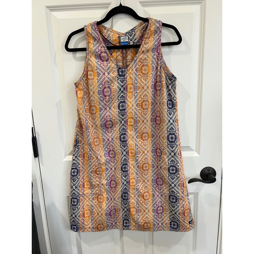 Kavu Pacific Vista V-neck Sleeveless Woven Cotton Jacquard Shift Dress Small